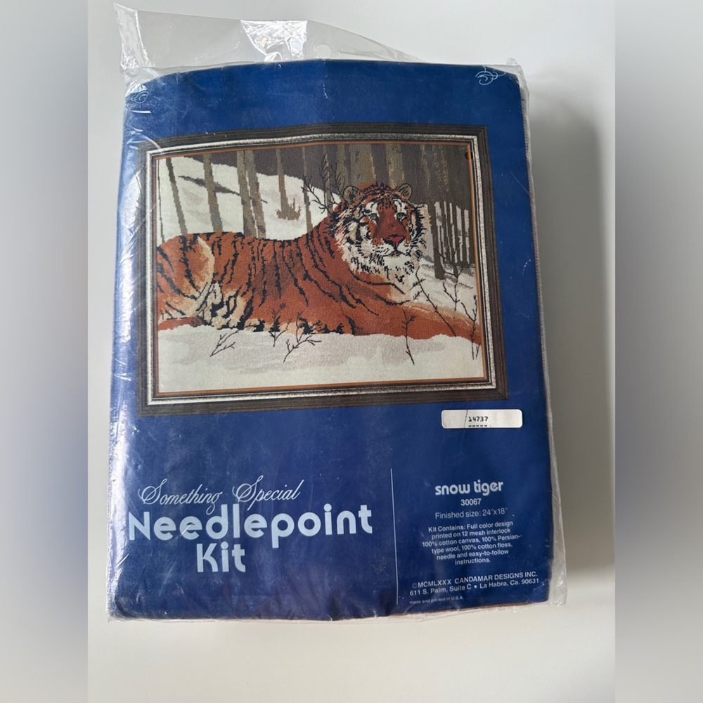 Candamar Something Special Needlepoint Kit Snow Tiger NEW SEALED